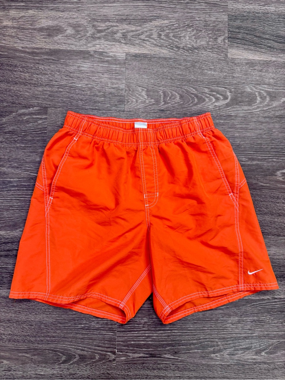 Vintage Y2K Nike Swim Trunks Mens Medium Orange Mesh Lined Volley Shorts